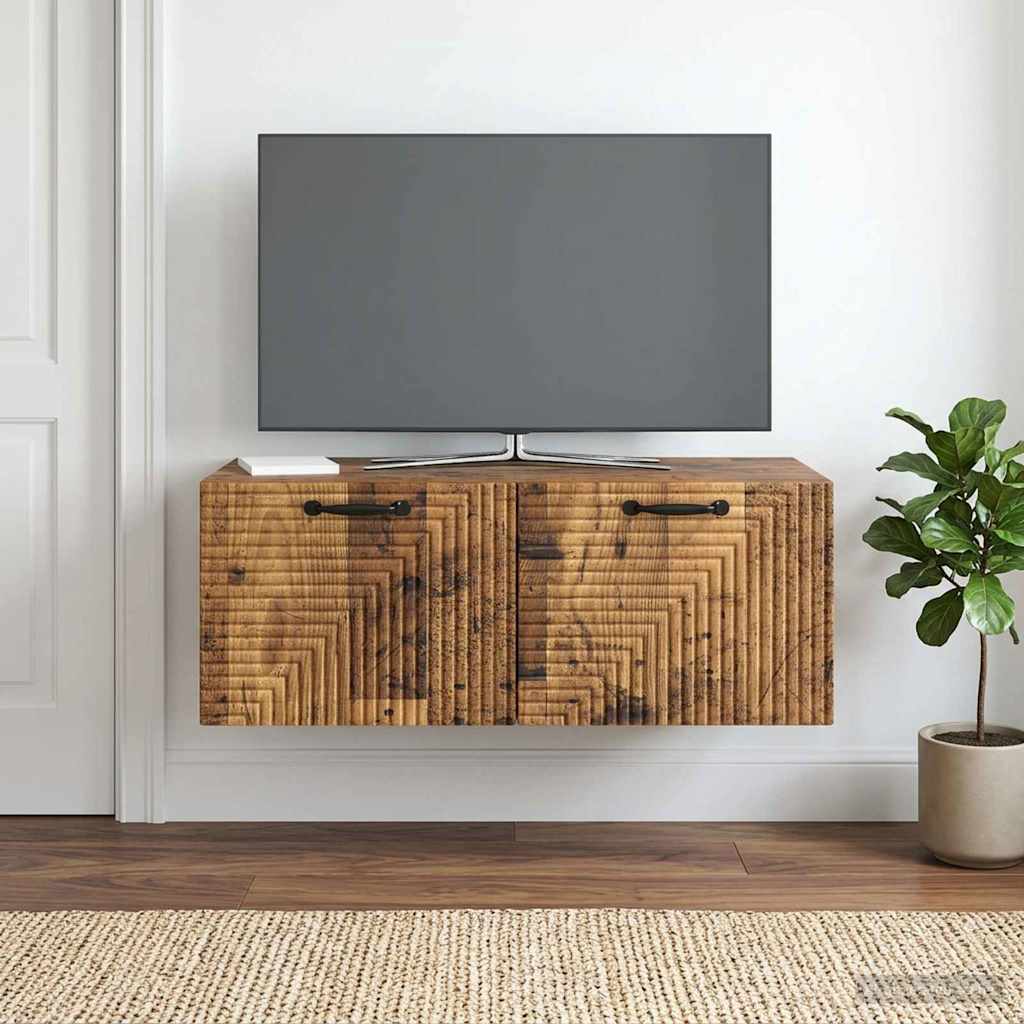 vidaXL Szafka RTV montowana na ścianie Stare drewno 78,5 x 41 x 30 cm