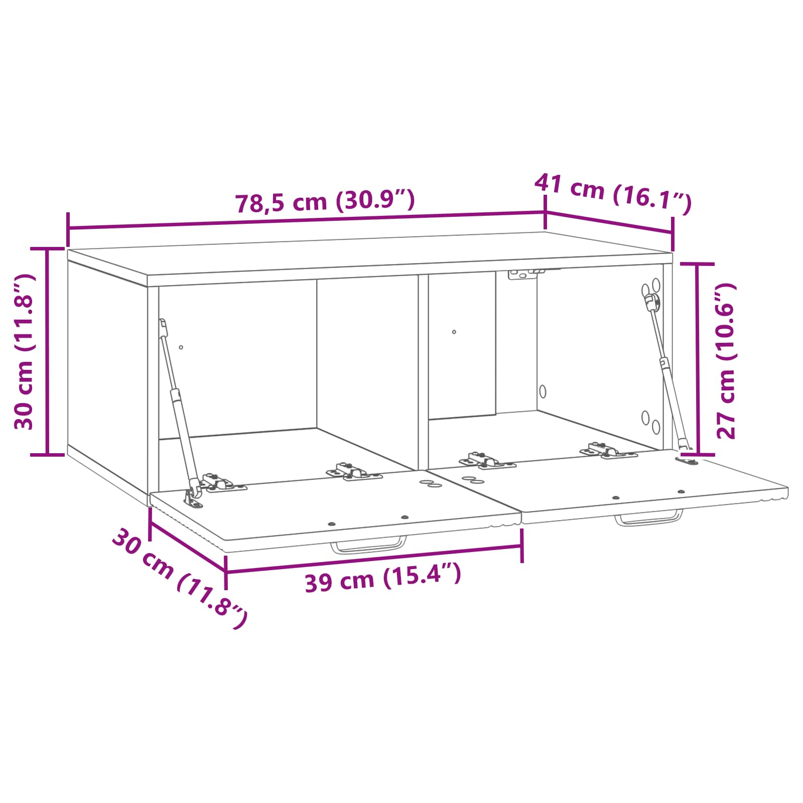 vidaXL Szafka RTV montowana na ścianie Stare drewno 78,5 x 41 x 30 cm