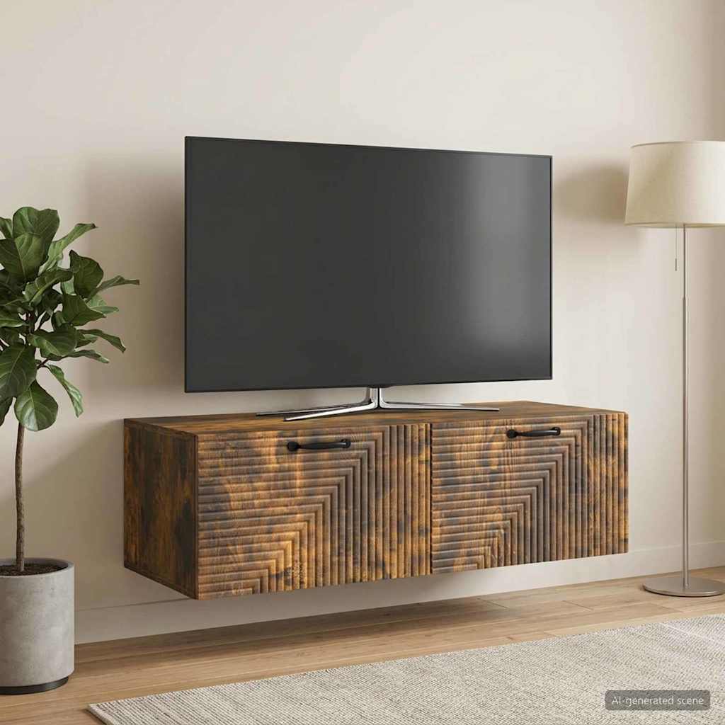 vidaXL Szafka RTV montowana na ścianie Dąb wędzony 98 x 41 x 30 cm