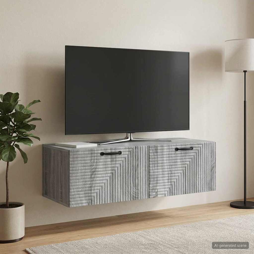 vidaXL Szafka RTV montowana na ścianie 98 x 41 x 30 cm Szary Sonoma