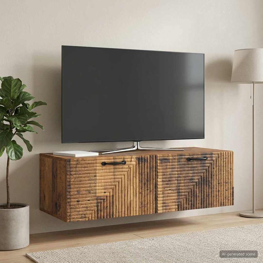 vidaXL Szafka RTV montowana na ścianie Stare drewno 98 x 41 x 30 cm