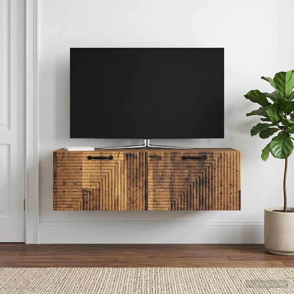vidaXL Szafka RTV montowana na ścianie Stare drewno 98 x 41 x 30 cm