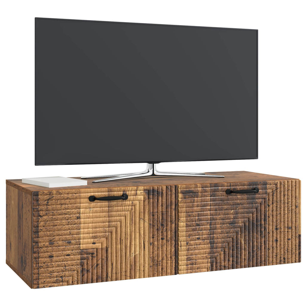vidaXL Szafka RTV montowana na ścianie Stare drewno 98 x 41 x 30 cm