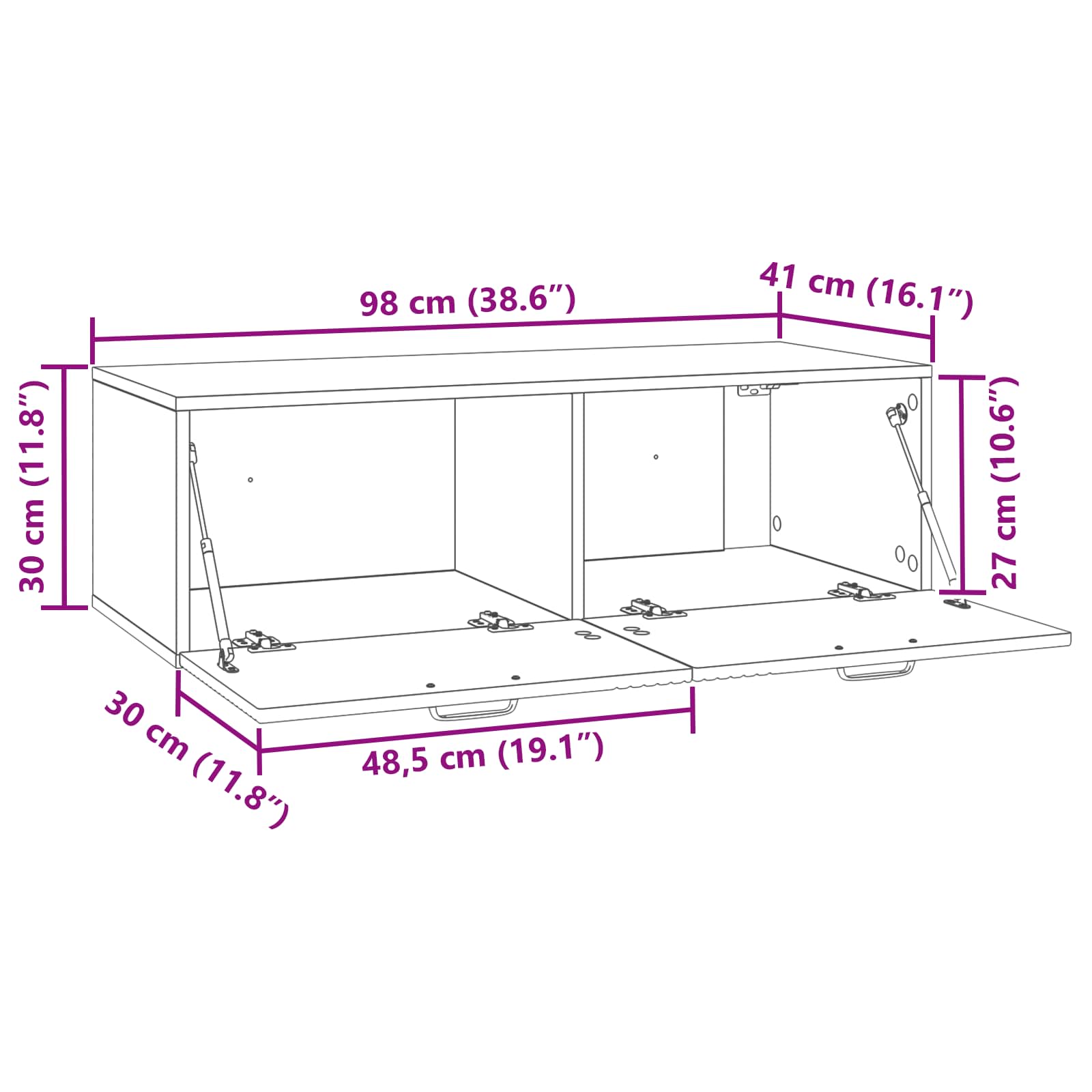vidaXL Szafka RTV montowana na ścianie Stare drewno 98 x 41 x 30 cm