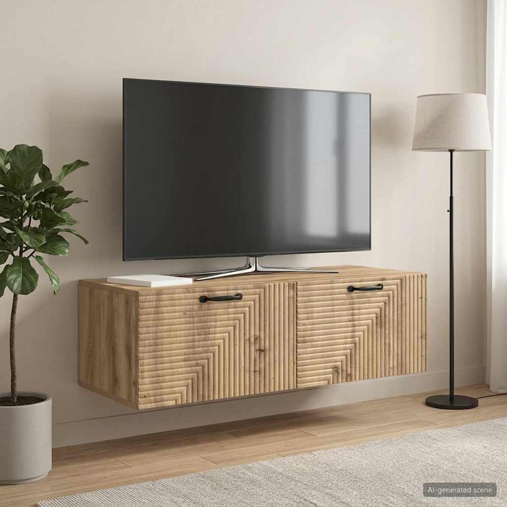 vidaXL Szafka RTV montowana na ścianie 98 x 41 x 30 cm Dąb artisan