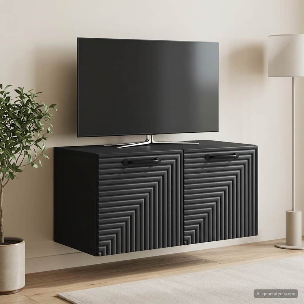 vidaXL Szafka RTV montowana na ścianie Czarny 59,5 x 31 x 30 cm