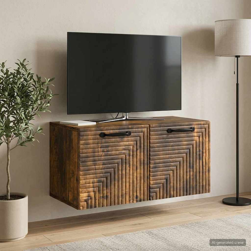 vidaXL Szafka RTV montowana na ścianie Dąb wędzony 59,5 x 31 x 30 cm