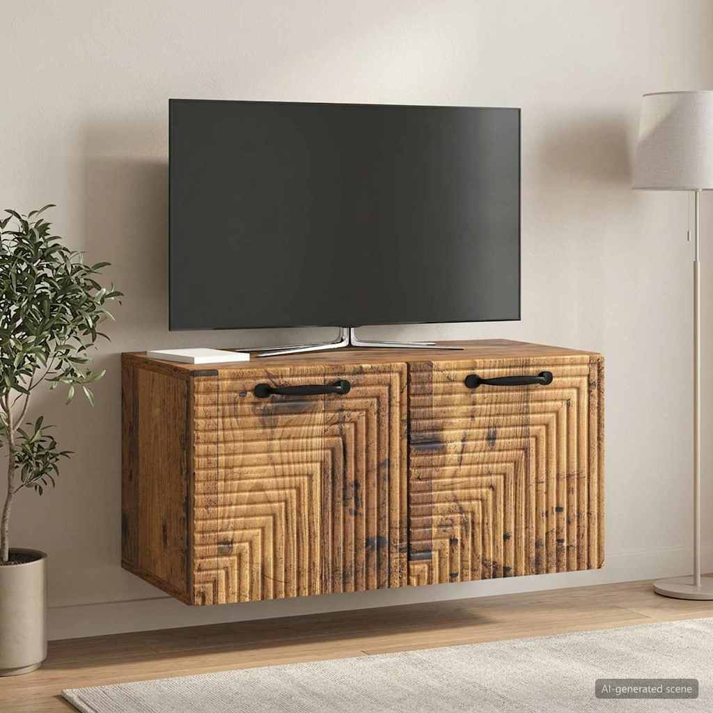 vidaXL Szafka RTV montowana na ścianie Stare drewno 59,5 x 31 x 30 cm