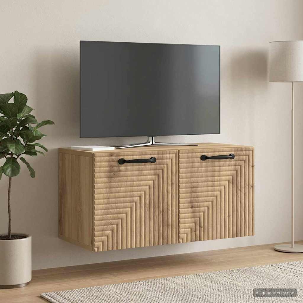 vidaXL Szafka RTV montowana na ścianie 59,5 x 31 x 30 cm Dąb artisan