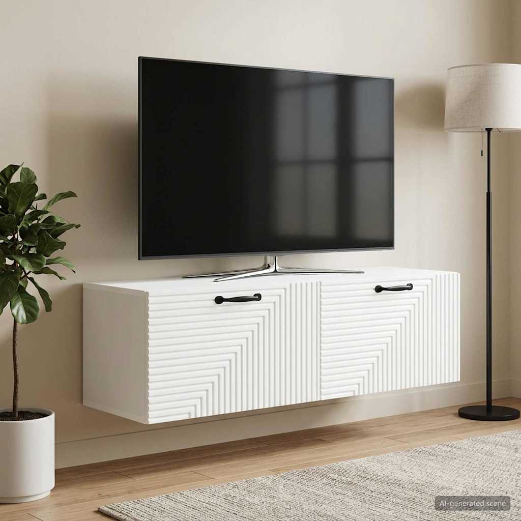 vidaXL Szafka RTV montowana na ścianie Biały 98 x 31 x 30 cm