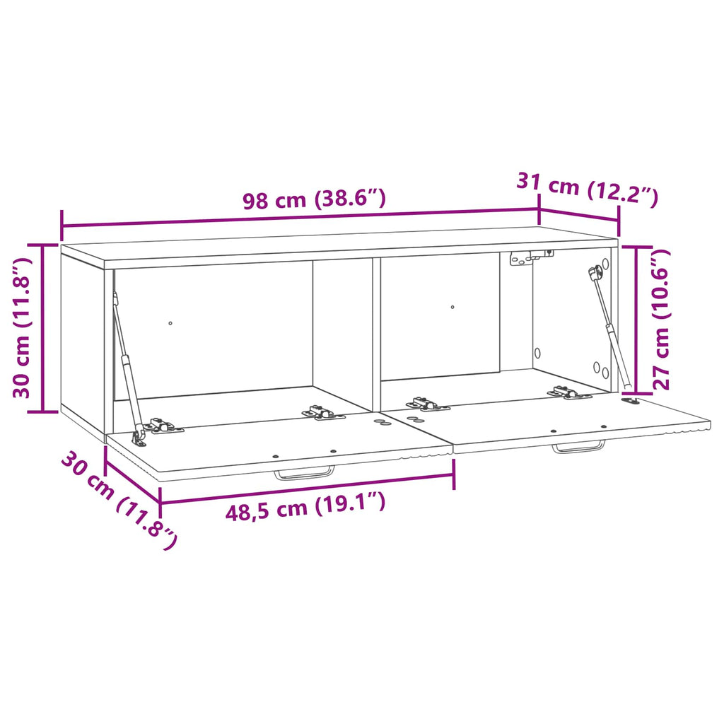 vidaXL Szafka RTV montowana na ścianie Dąb wędzony 98 x 31 x 30 cm