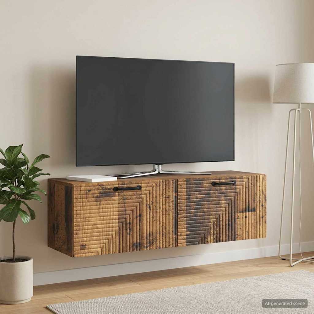 vidaXL Szafka RTV montowana na ścianie Stare drewno 98 x 31 x 30 cm