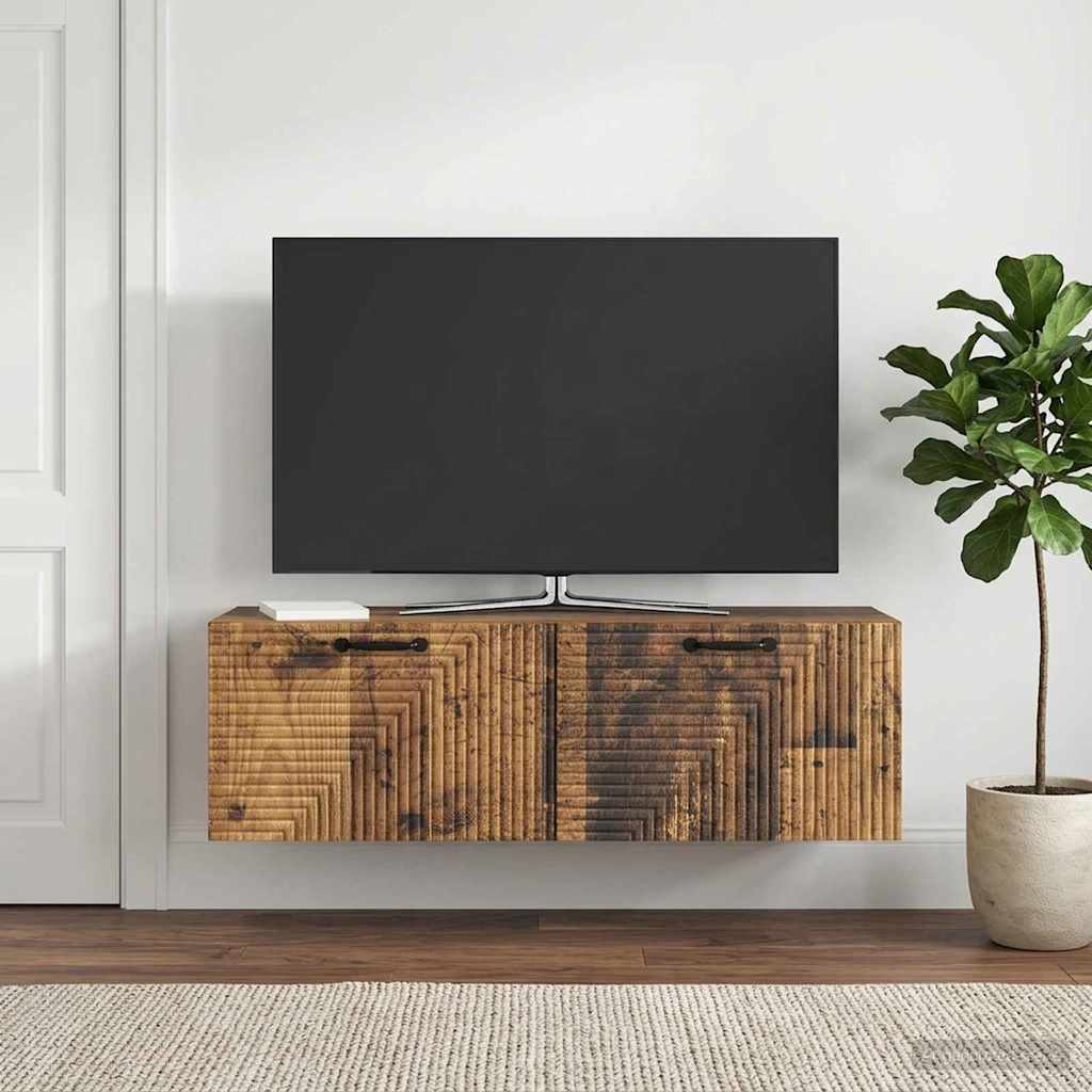 vidaXL Szafka RTV montowana na ścianie Stare drewno 98 x 31 x 30 cm