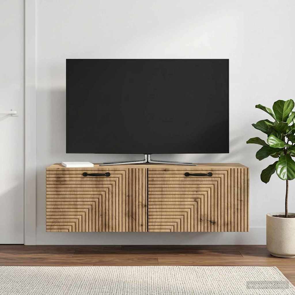 vidaXL Szafka RTV montowana na ścianie 98 x 31 x 30 cm Dąb artisan