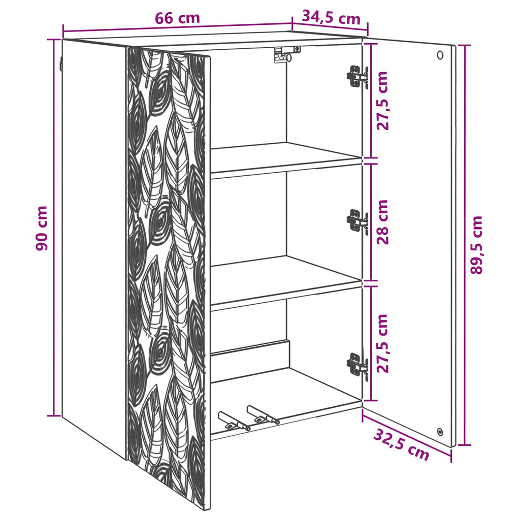 vidaXL Szafka ścienna Czarny 66 x 34,5 x 90 cm Drewno inżynieryjne