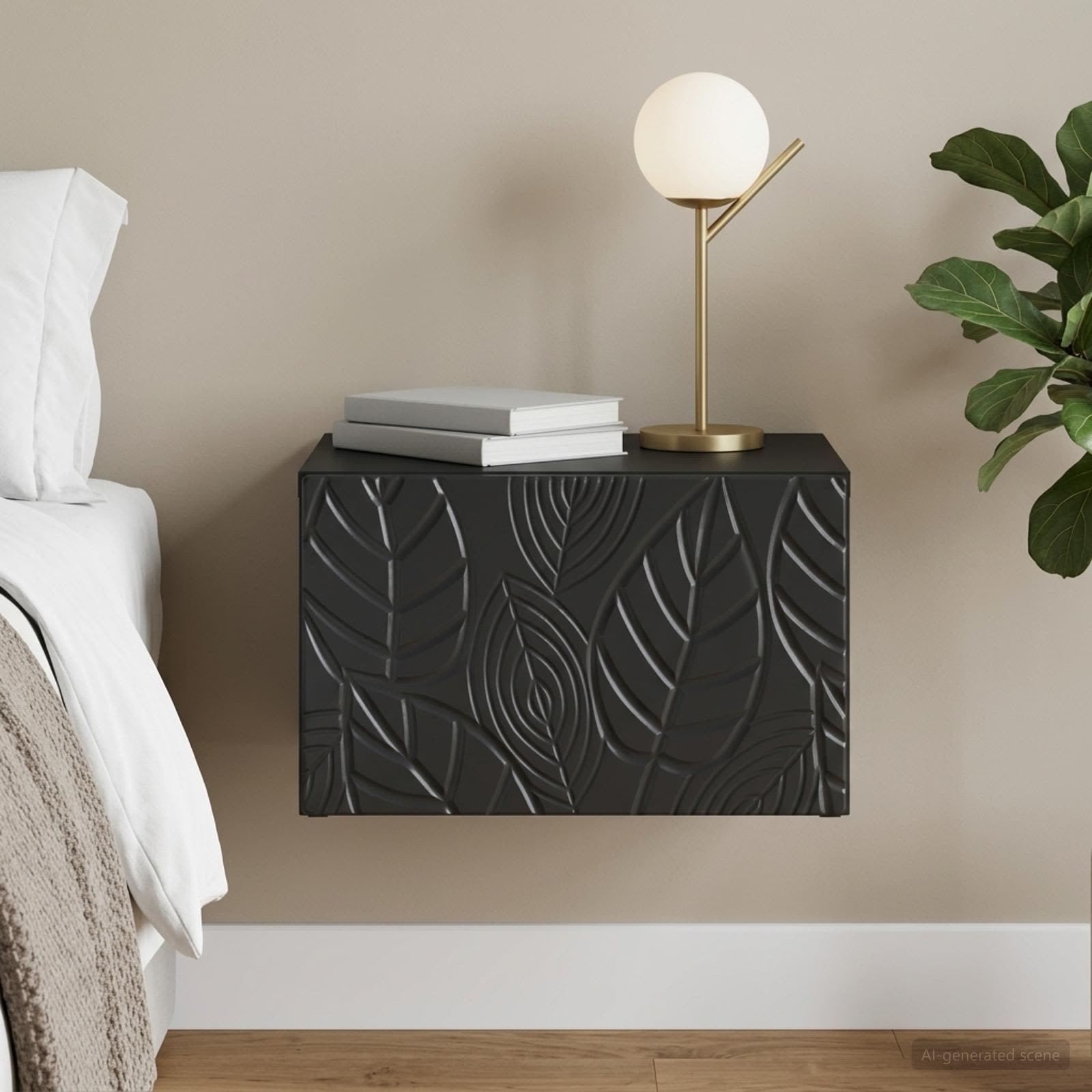vidaXL Wisząca Szafka Nocna Czarny 49 x 34,5 x 20 cm