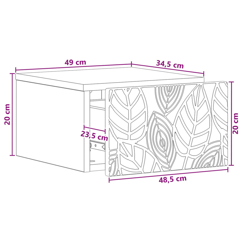 vidaXL Wisząca Szafka Nocna dąb Sonoma 49 x 34,5 x 20 cm