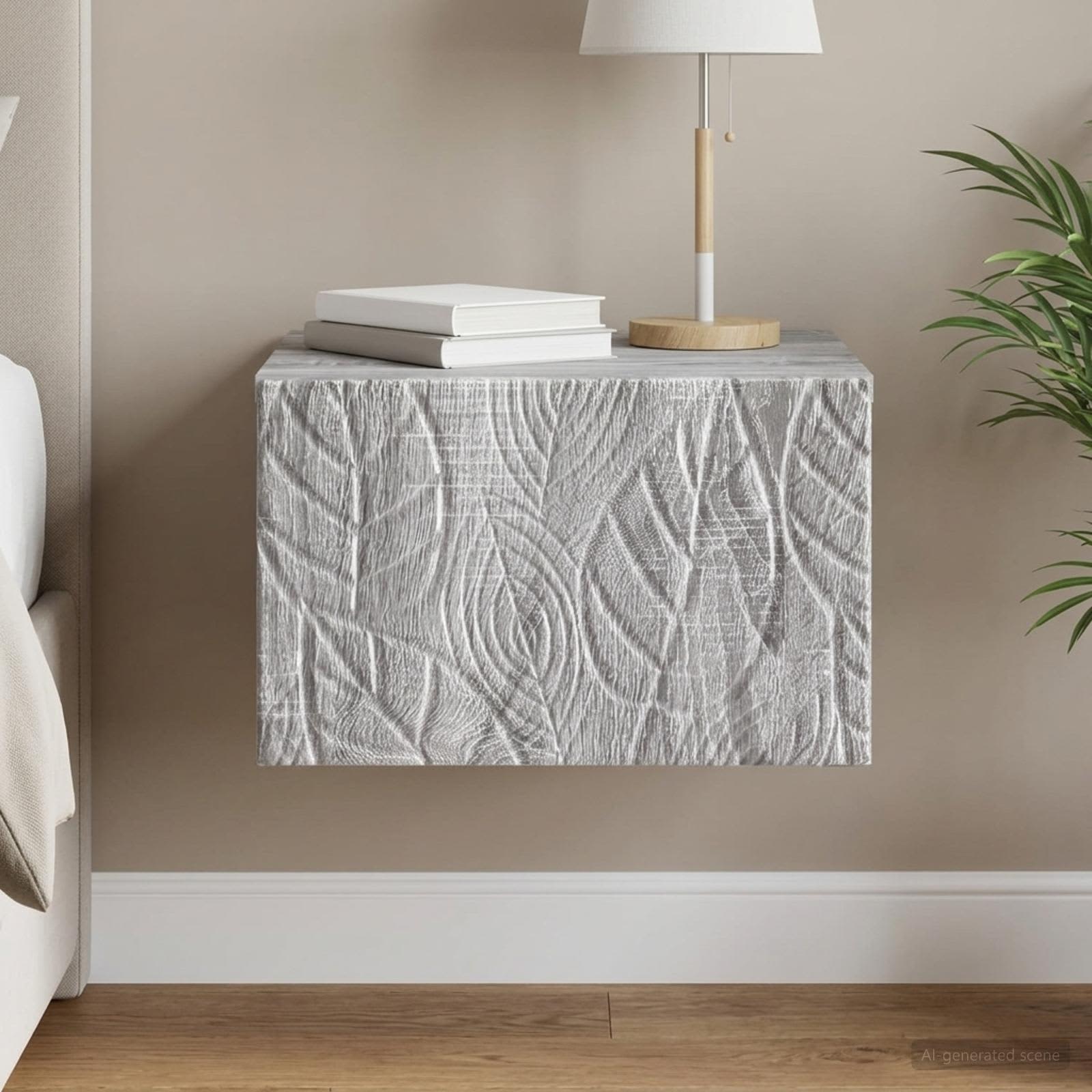 vidaXL Wisząca Szafka Nocna Szary Sonoma 49 x 34,5 x 20 cm