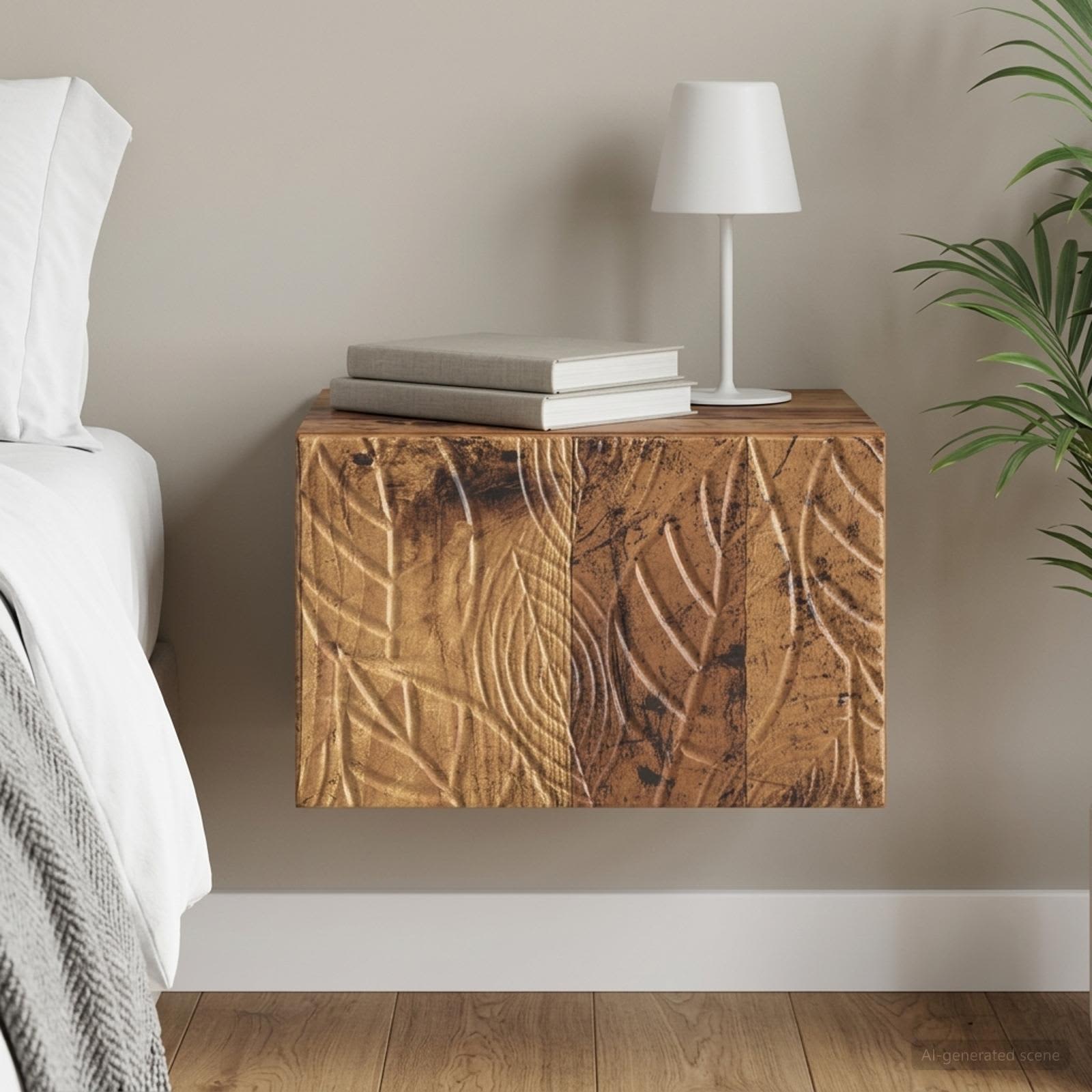vidaXL Wisząca Szafka Nocna Stare drewno 49 x 34,5 x 20 cm