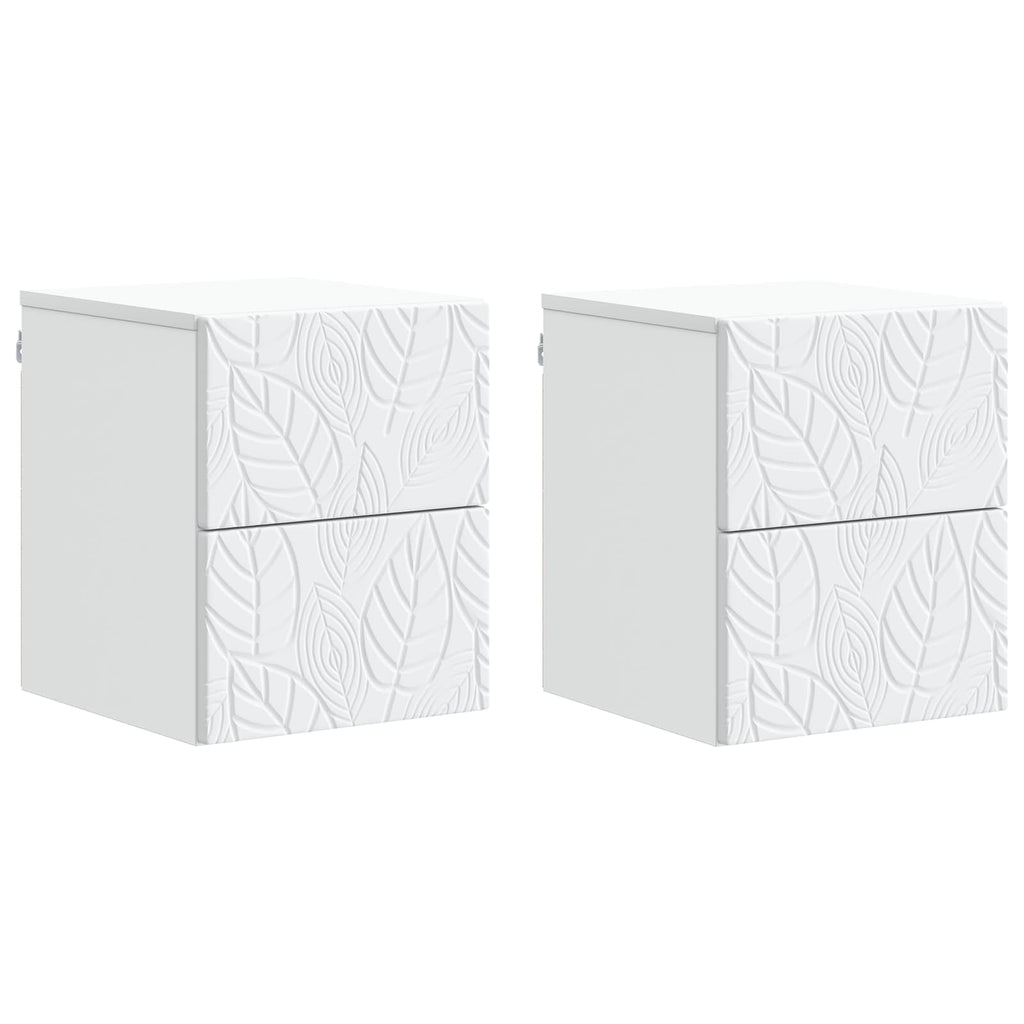 vidaXL Wisząca Szafka Nocna 2 pcs Biały 34,5 x 33 x 40 cm