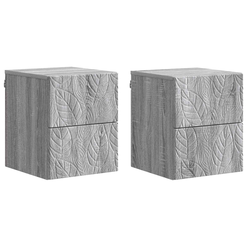 vidaXL Wisząca Szafka Nocna 2 pcs Szary Sonoma 34,5 x 33 x 40 cm