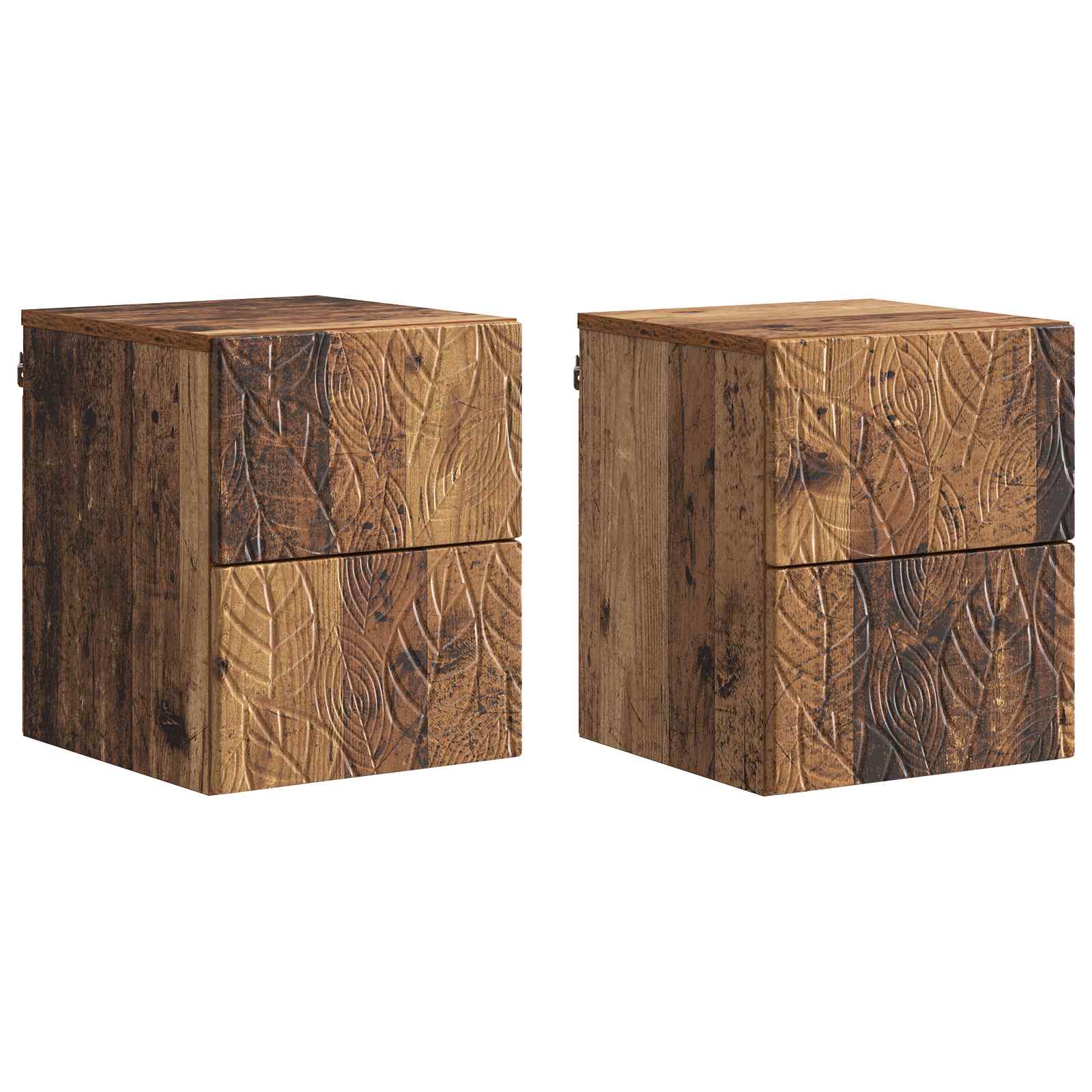 vidaXL Wisząca Szafka Nocna 2 szt. stare drewno 34,5 x 33 x 40 cm