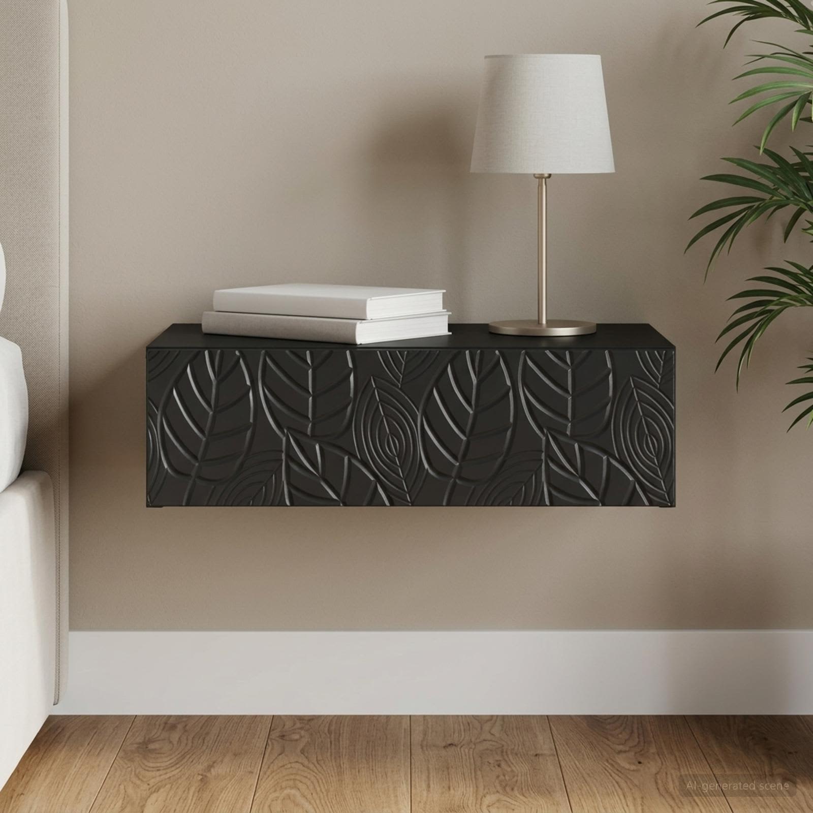 vidaXL Stolik boczny montowany na ścianie 59 x 34,5 x 17 cm Czarny