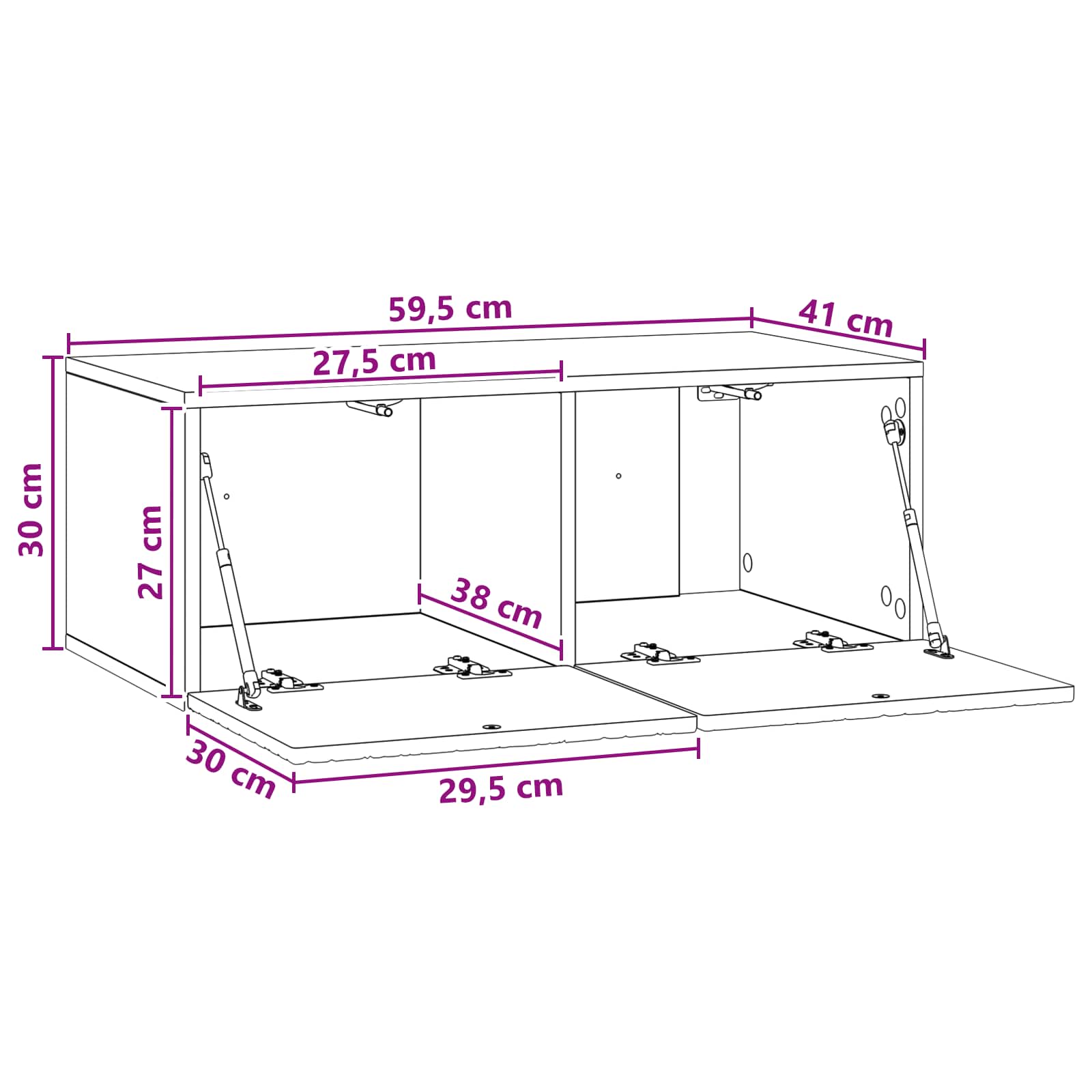 vidaXL Szafka RTV montowana na ścianie 59,5 x 41 x 30 cm Biały