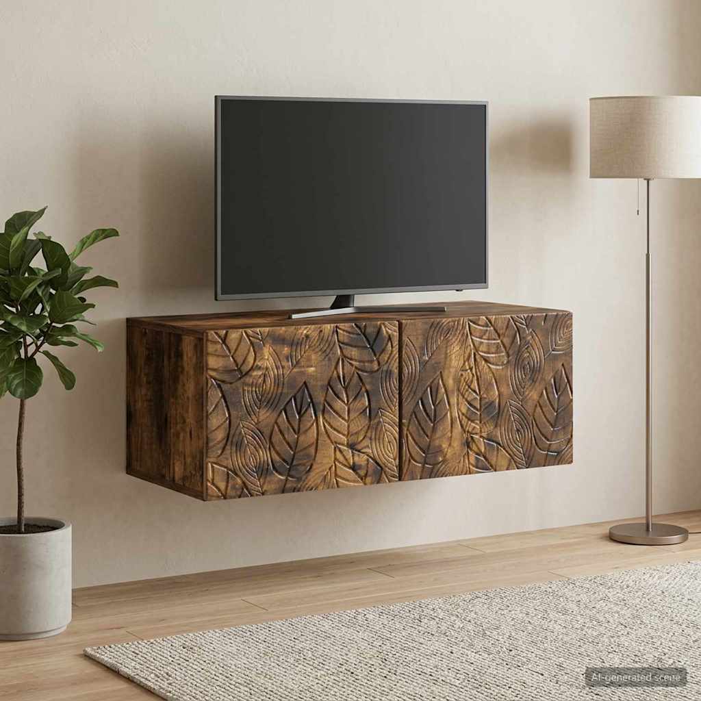vidaXL Szafka RTV montowana na ścianie 59,5 x 41 x 30 cm Dąb wędzony