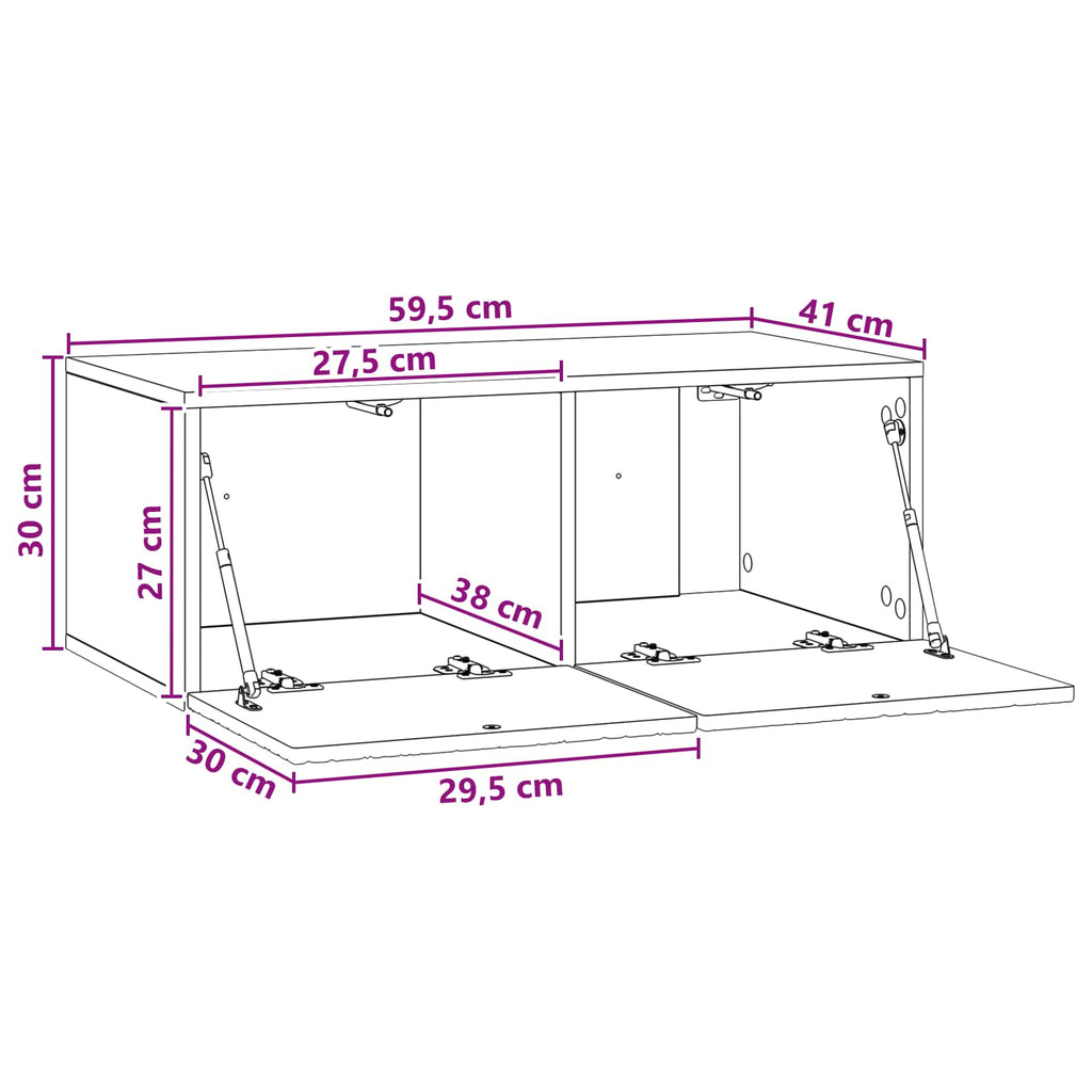 vidaXL Szafka RTV montowana na ścianie 59,5 x 41 x 30 cm Stare drewno