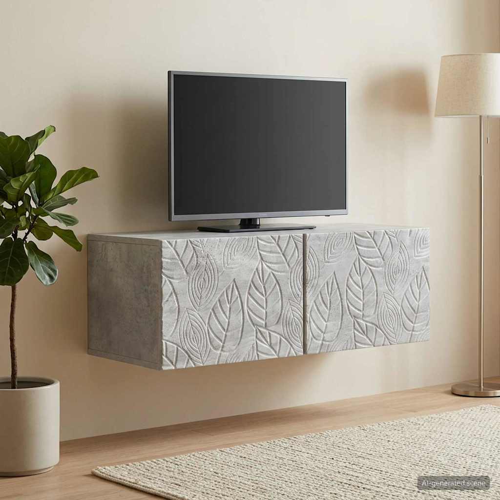 vidaXL Szafka RTV montowana na ścianie 98 x 41 x 30 cm Betonowy szary