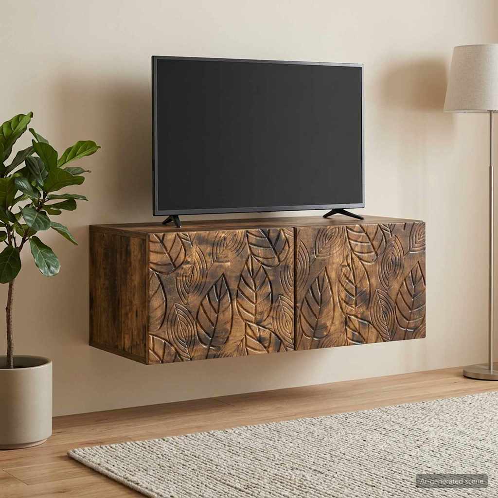 vidaXL Szafka RTV montowana na ścianie 98 x 41 x 30 cm Dąb wędzony