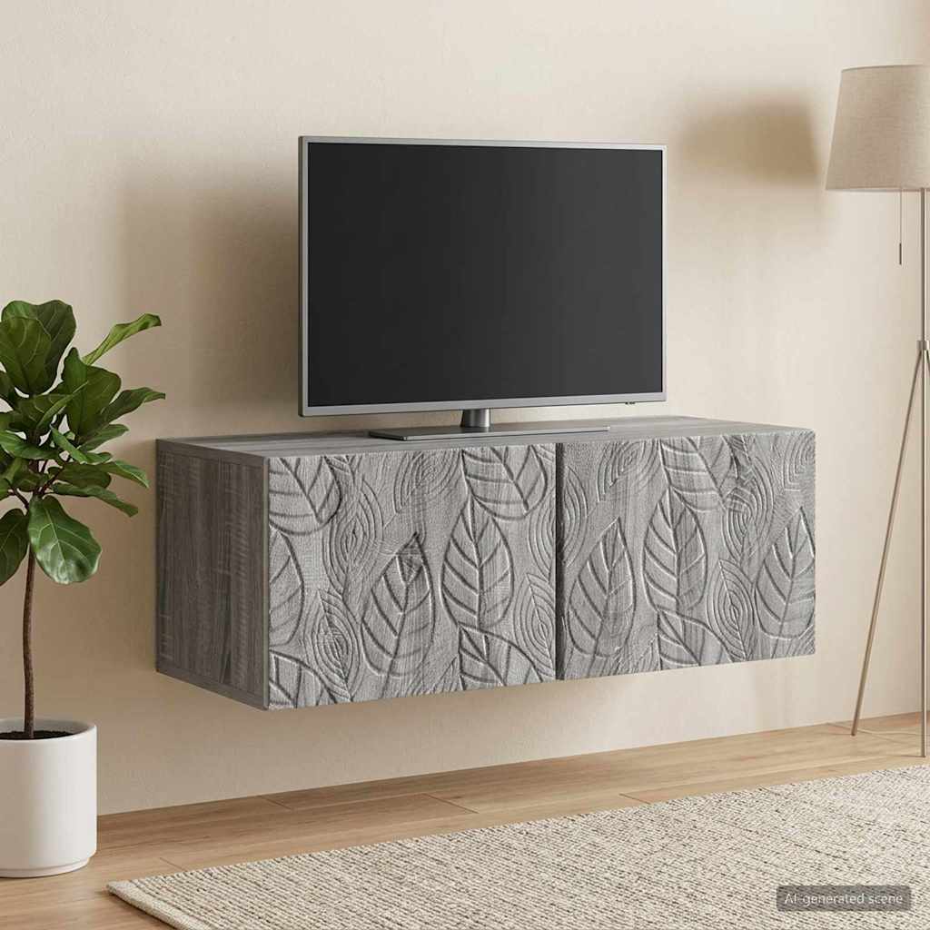 vidaXL Szafka RTV montowana na ścianie 98 x 41 x 30 cm Szary Sonoma