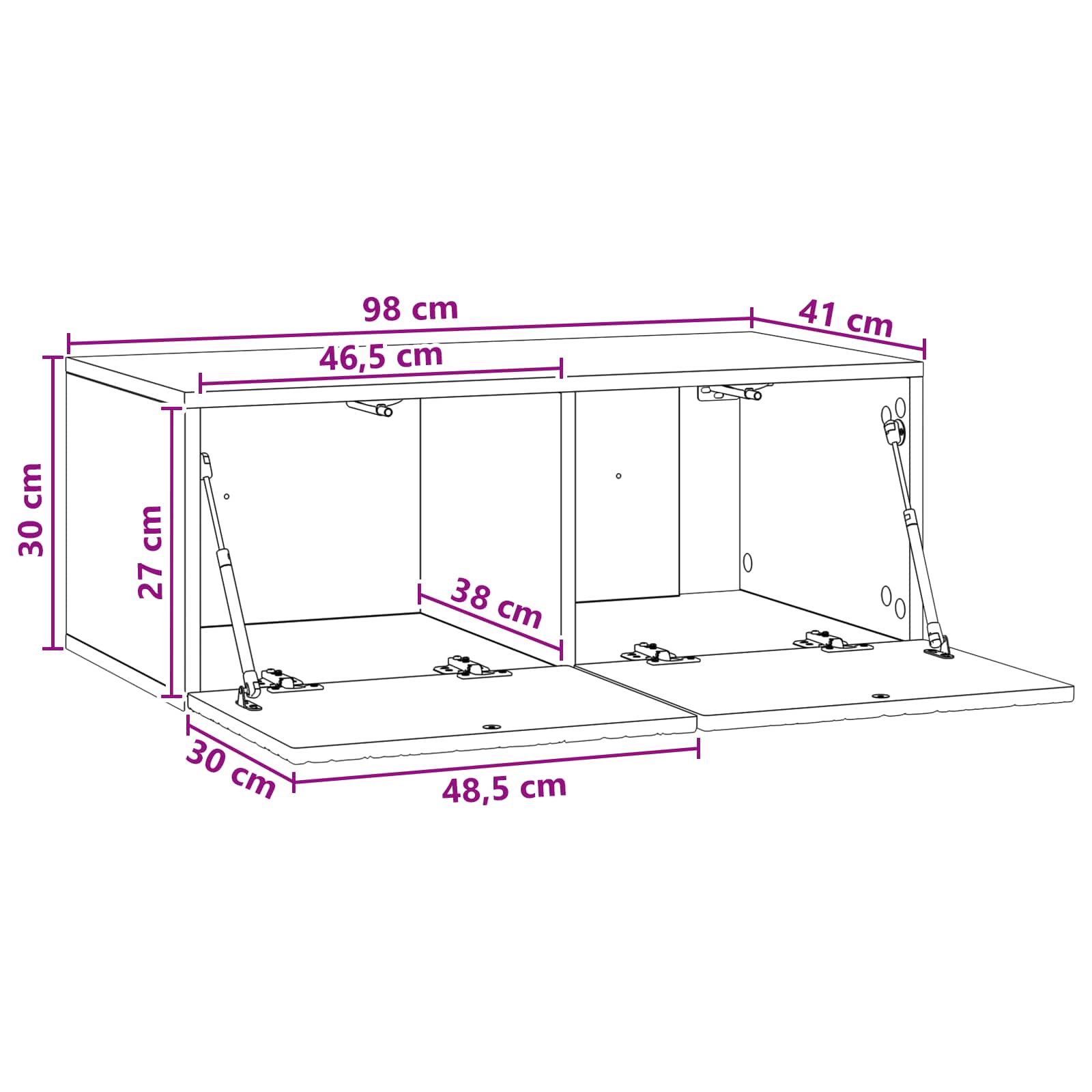 vidaXL Szafka RTV montowana na ścianie 98 x 41 x 30 cm Stare drewno