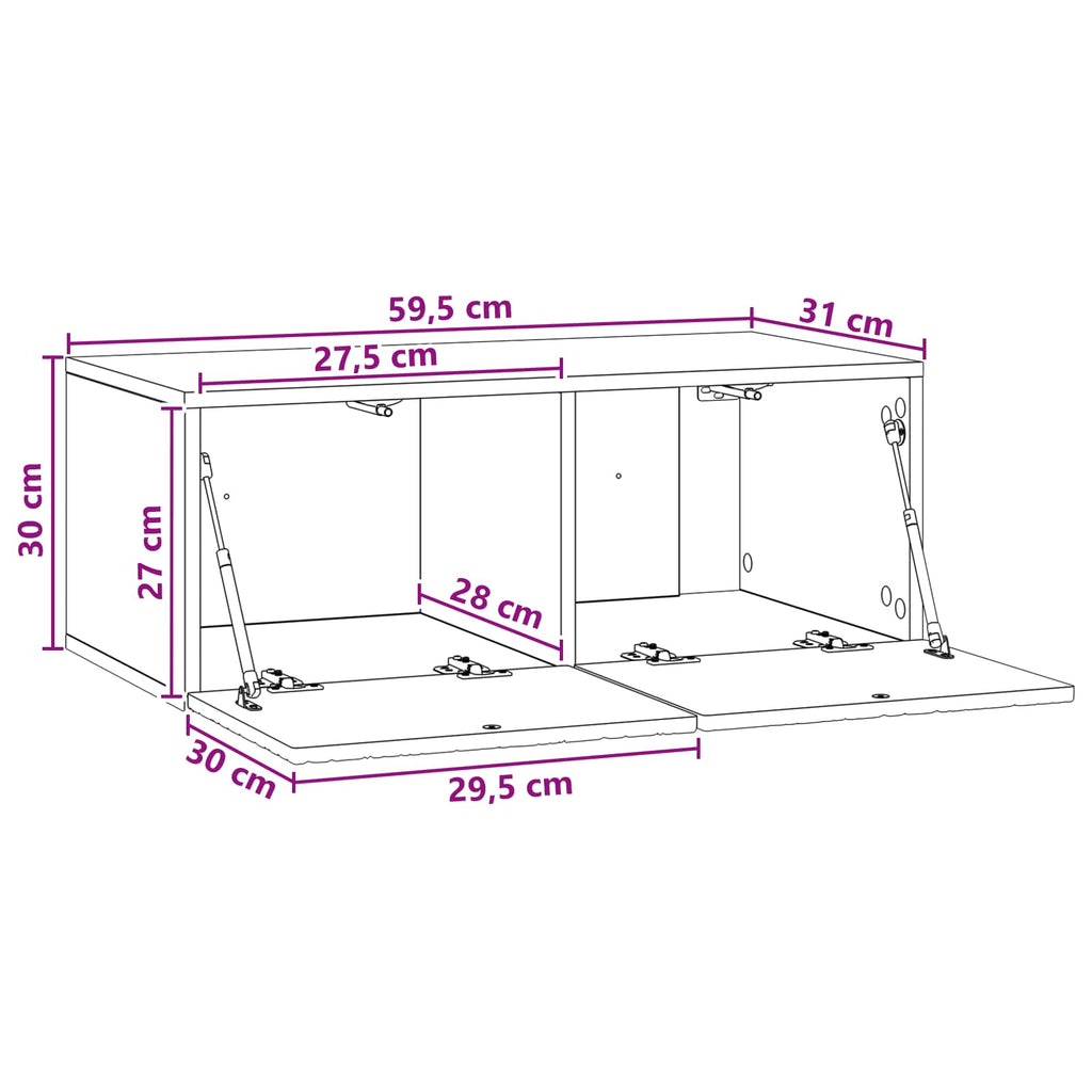 vidaXL Szafka RTV montowana na ścianie 59,5 x 31 cm Dąb artisan