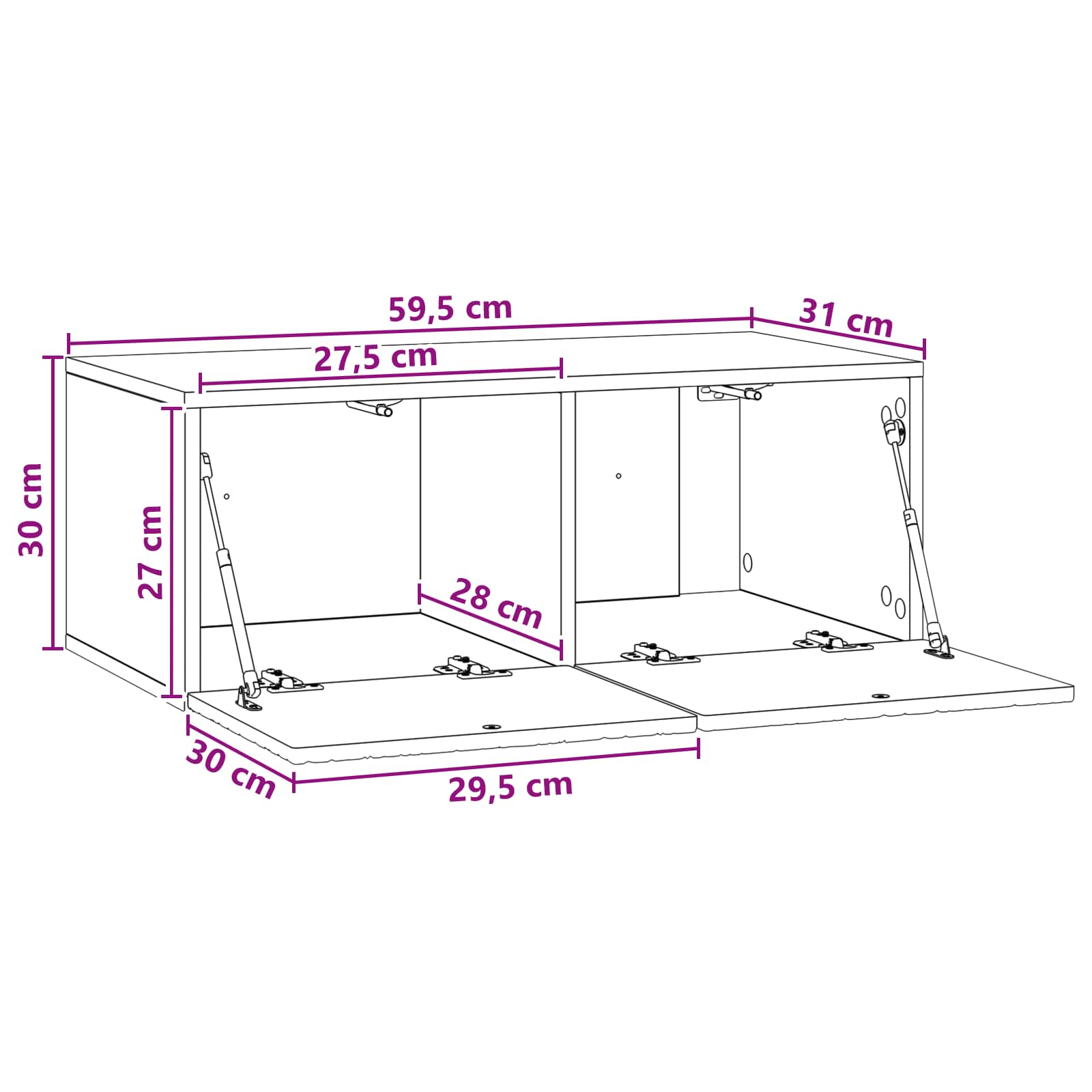 vidaXL Szafka RTV montowana na ścianie 59,5 x 31 cm Dąb artisan