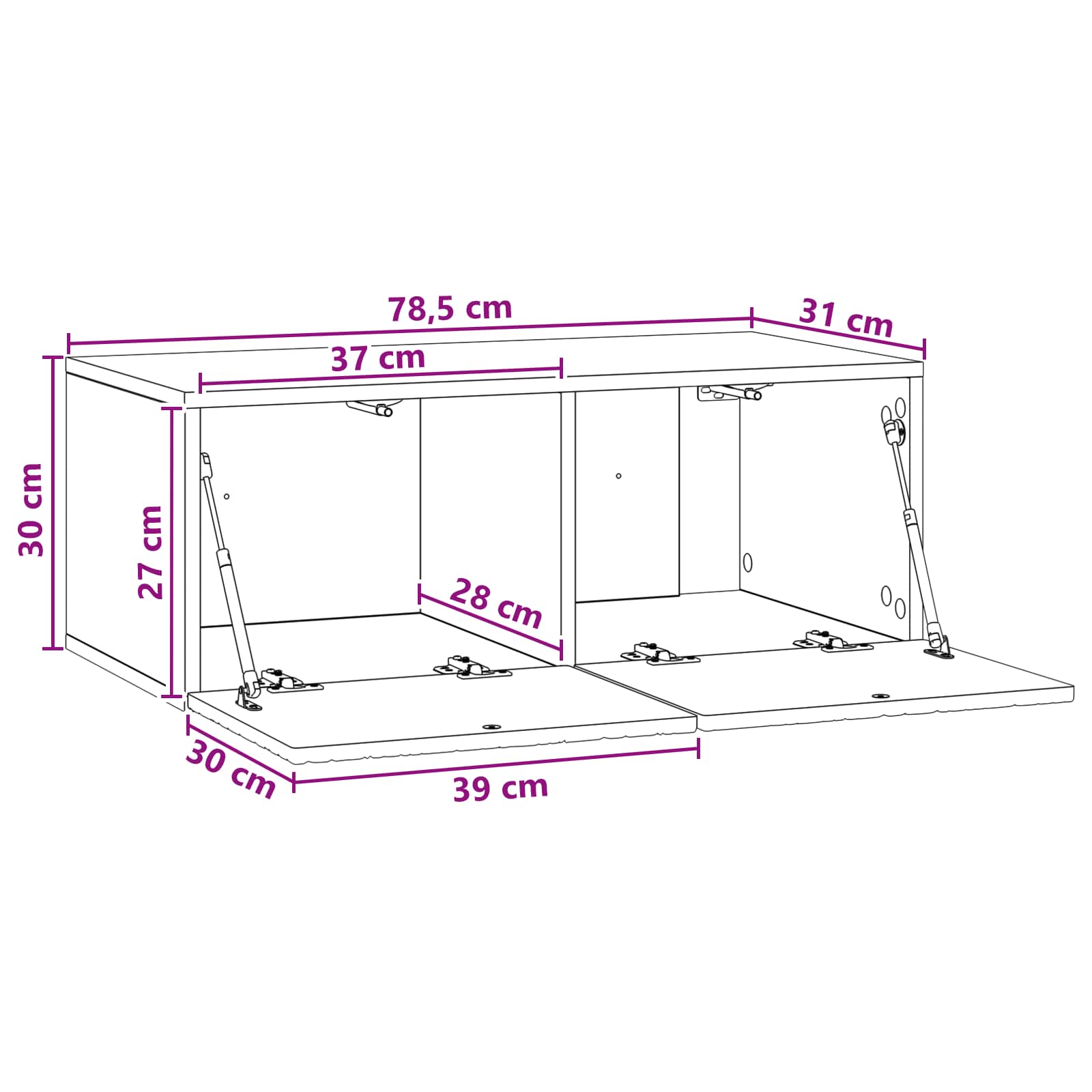 vidaXL Szafka RTV montowana na ścianie 78,5 x 31 cm Biały