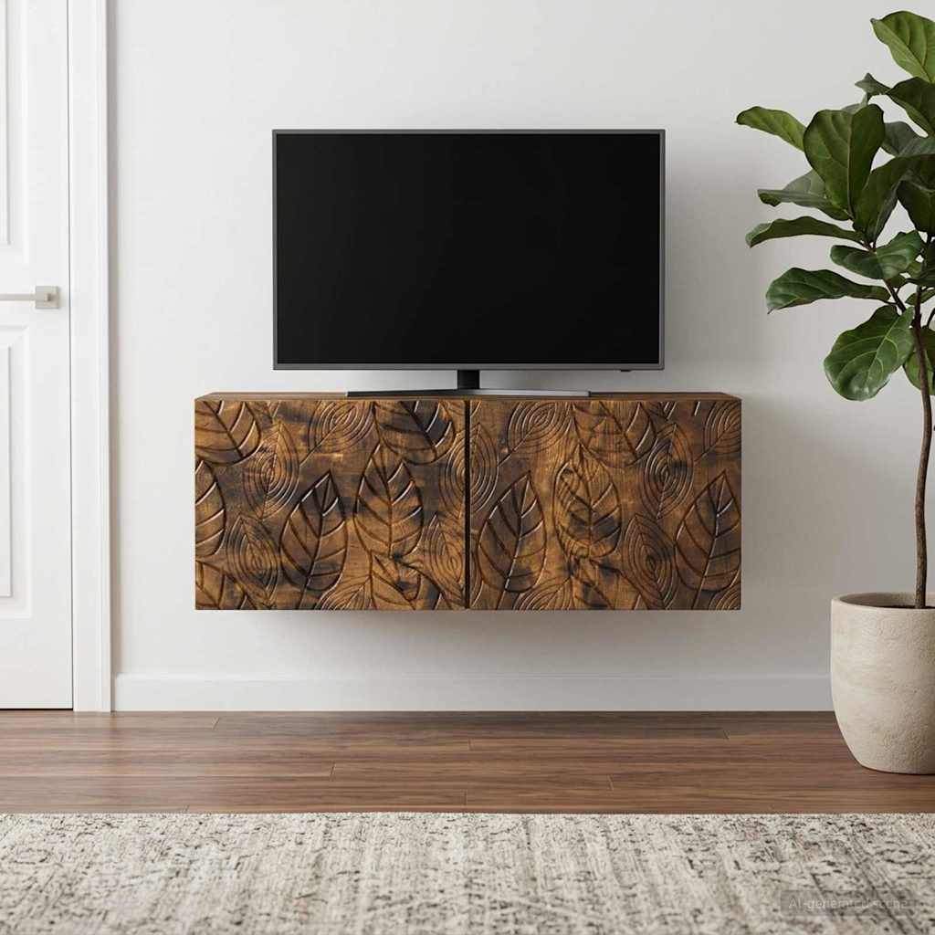 vidaXL Szafka RTV montowana na ścianie 78,5 x 31 cm Dąb wędzony