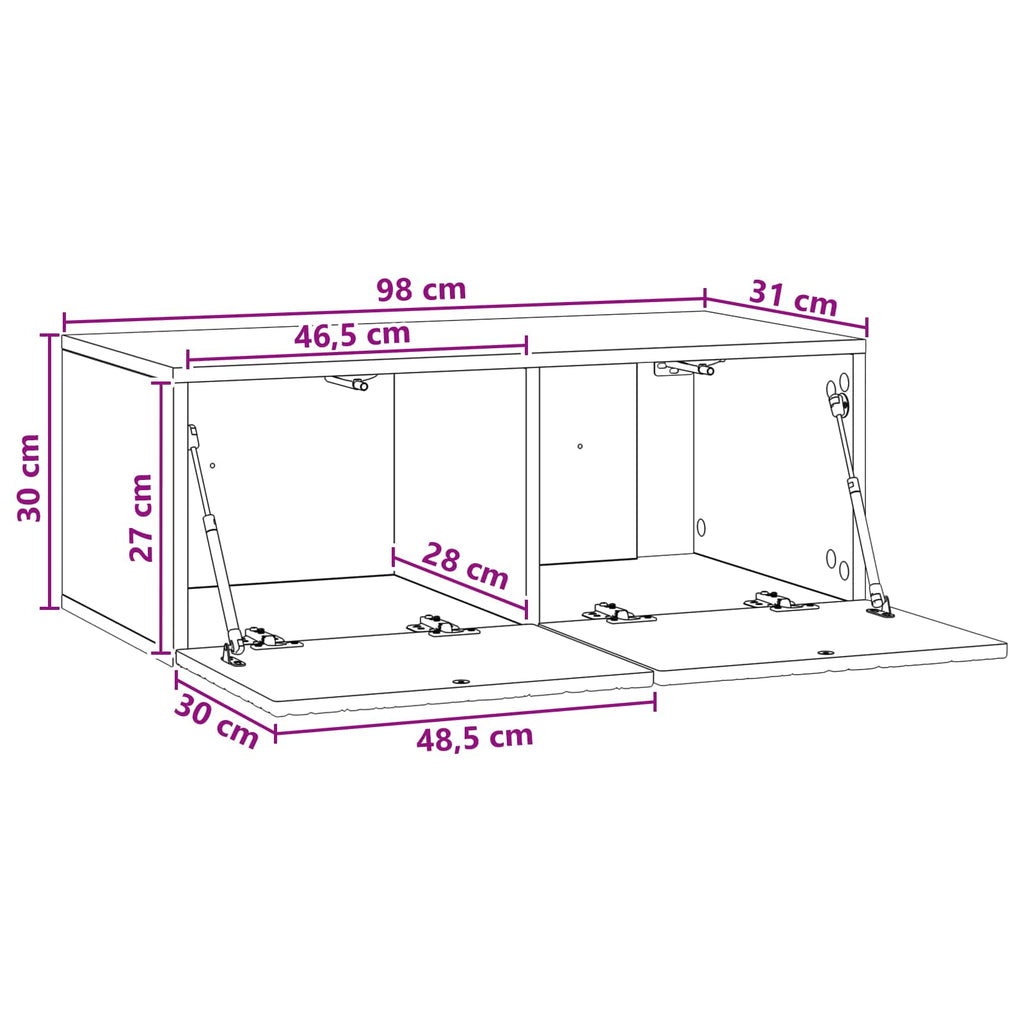 vidaXL Szafka RTV montowana na ścianie 98 x 31 cm dąb Sonoma
