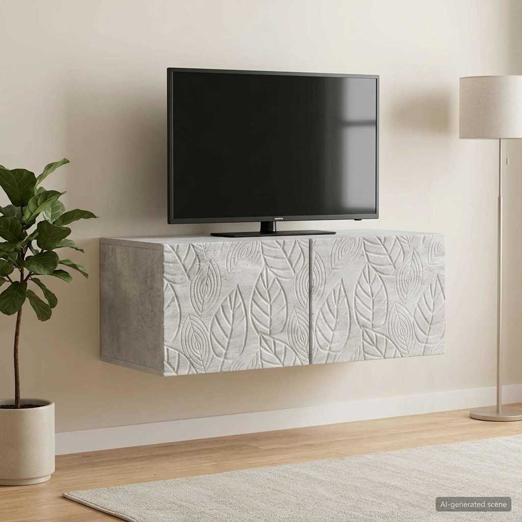 vidaXL Szafka RTV montowana na ścianie 98 x 31 cm Betonowy szary
