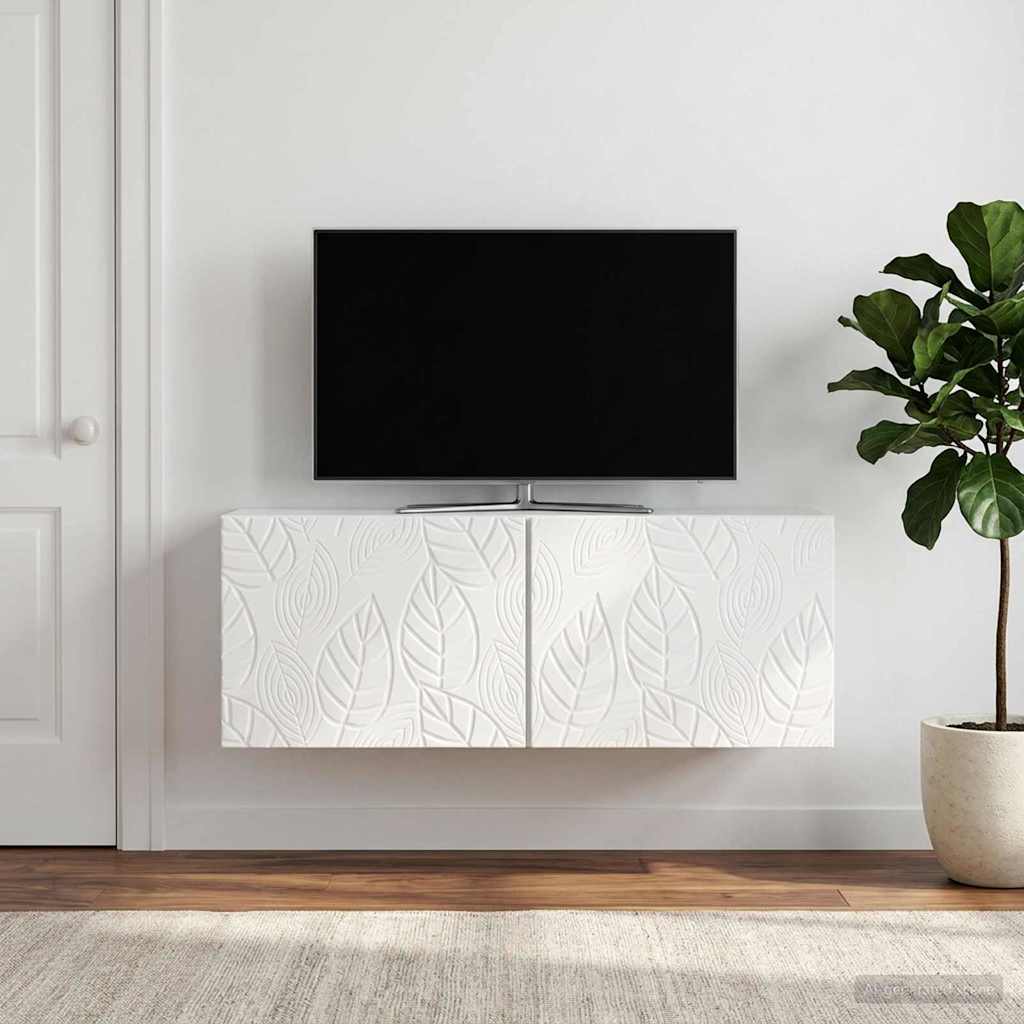 vidaXL Szafka RTV montowana na ścianie 98 x 31 cm Biały wysoki połysk