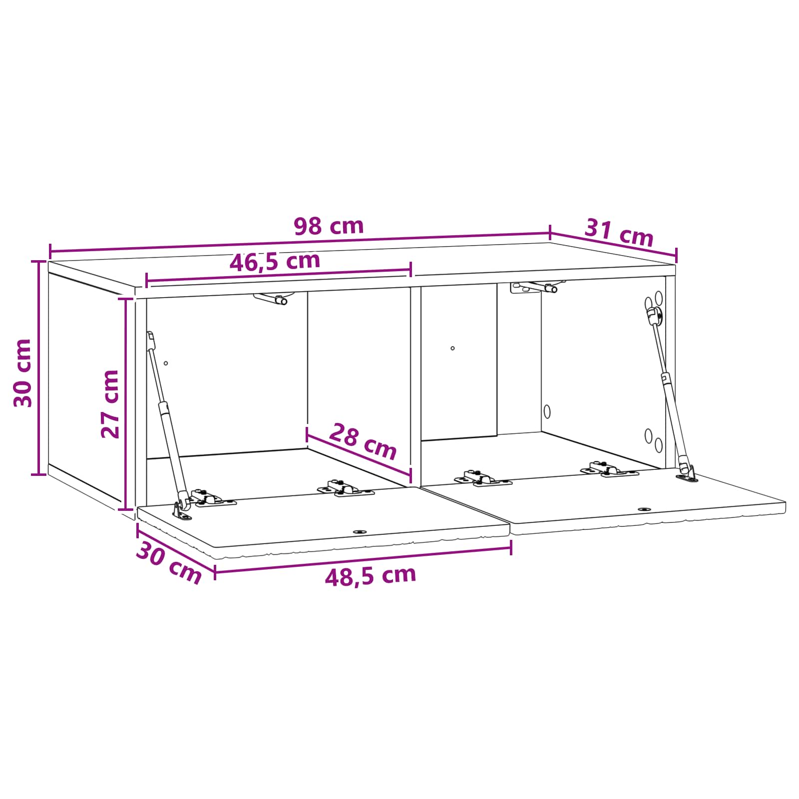 vidaXL Szafka RTV montowana na ścianie 98 x 31 cm Biały wysoki połysk