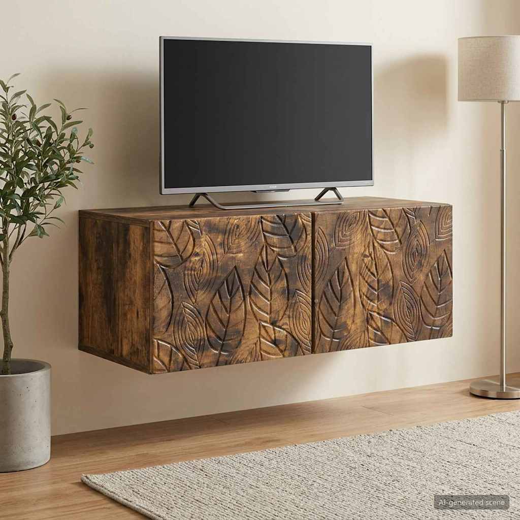 vidaXL Szafka RTV montowana na ścianie 98 x 31 cm Dąb wędzony