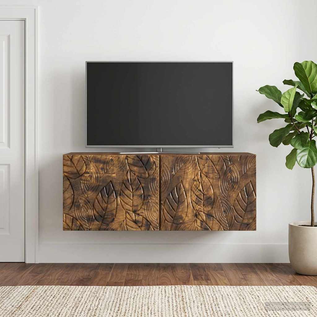 vidaXL Szafka RTV montowana na ścianie 98 x 31 cm Dąb wędzony
