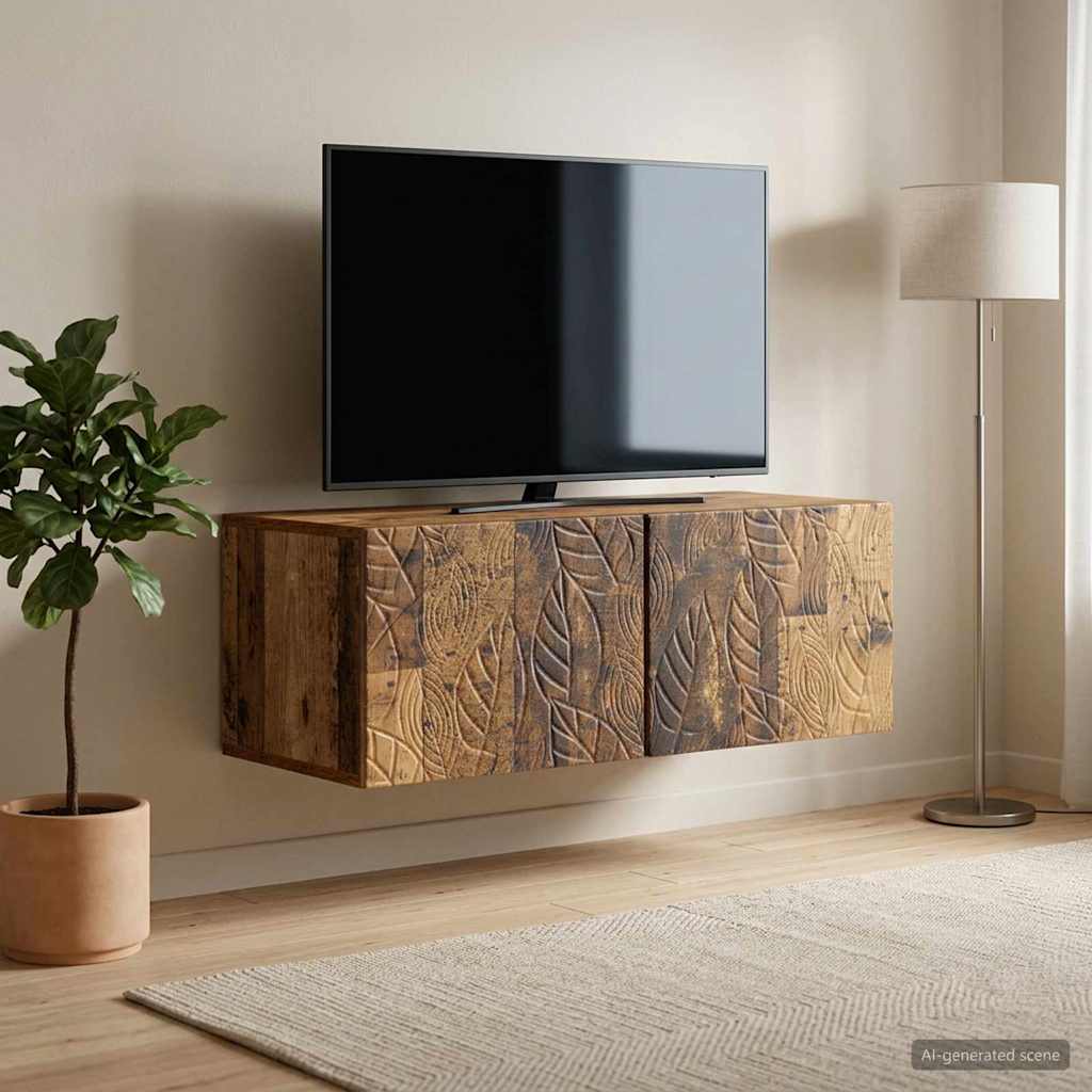 vidaXL Szafka RTV montowana na ścianie 98 x 31 cm Stare drewno