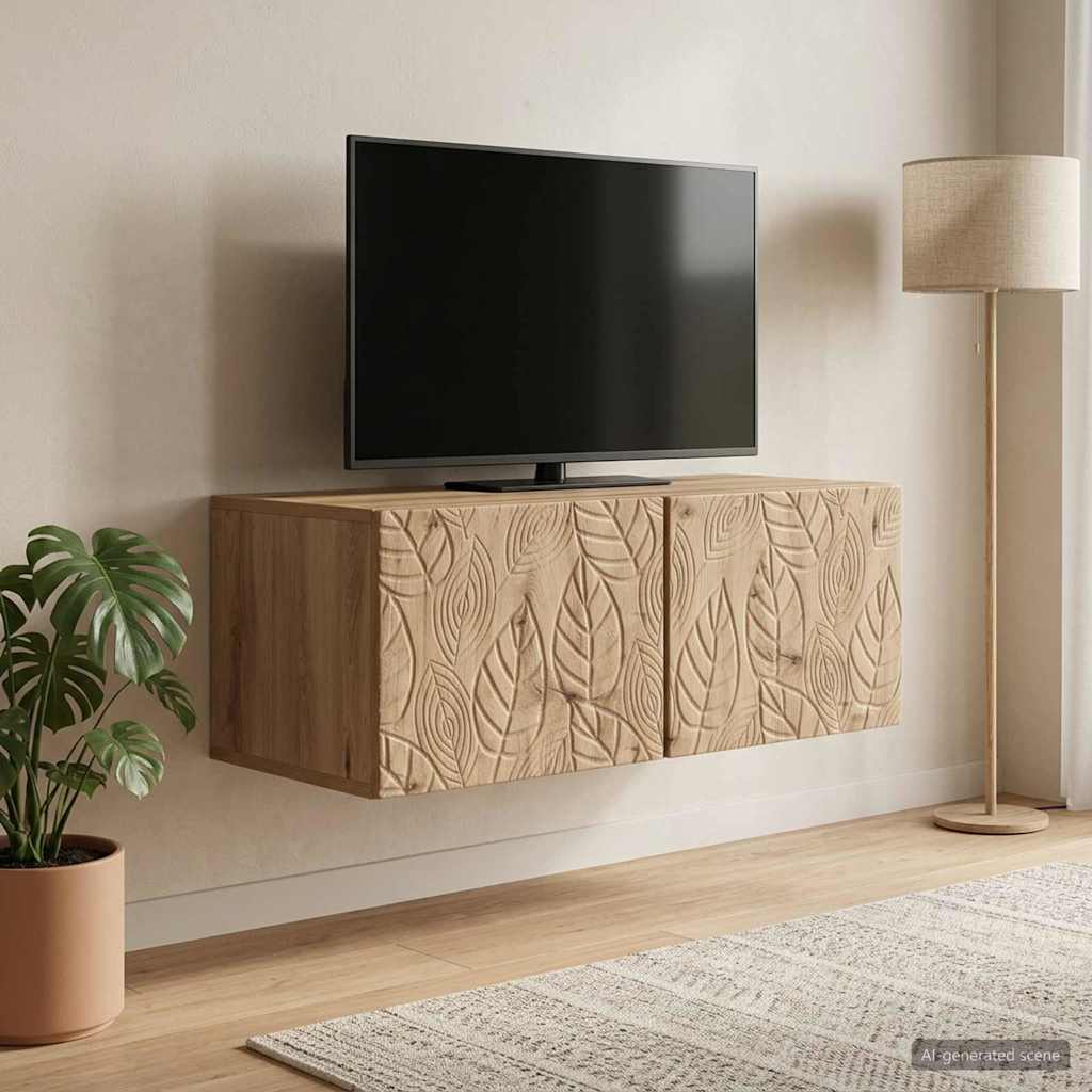 vidaXL Szafka RTV montowana na ścianie 98 x 31 cm Dąb artisan