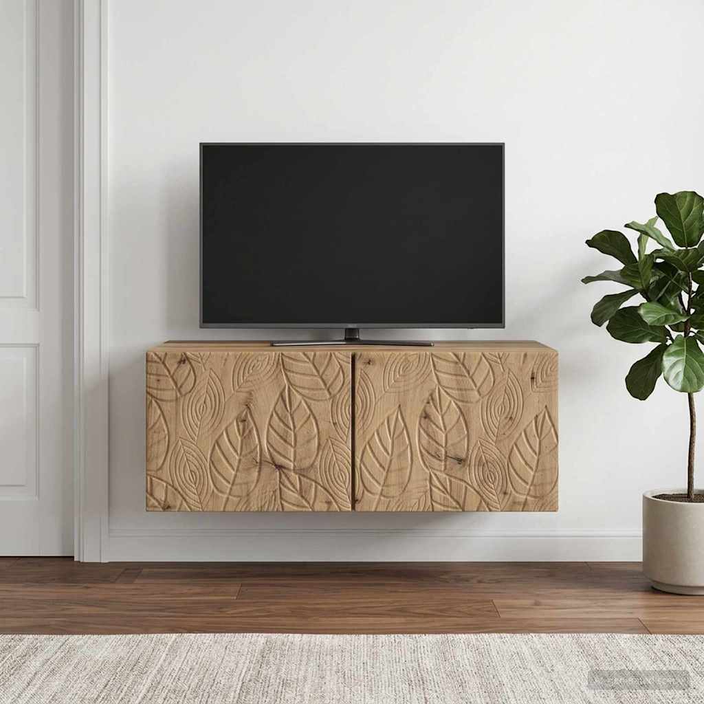 vidaXL Szafka RTV montowana na ścianie 98 x 31 cm Dąb artisan
