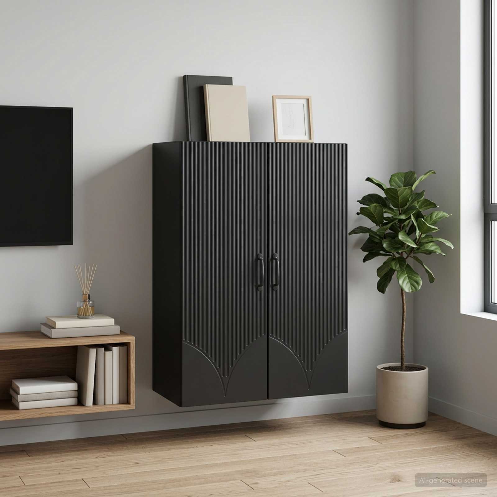 vidaXL Szafka ścienna 66 x 34,5 x 90 cm Drewno inżynieryjne Czarny