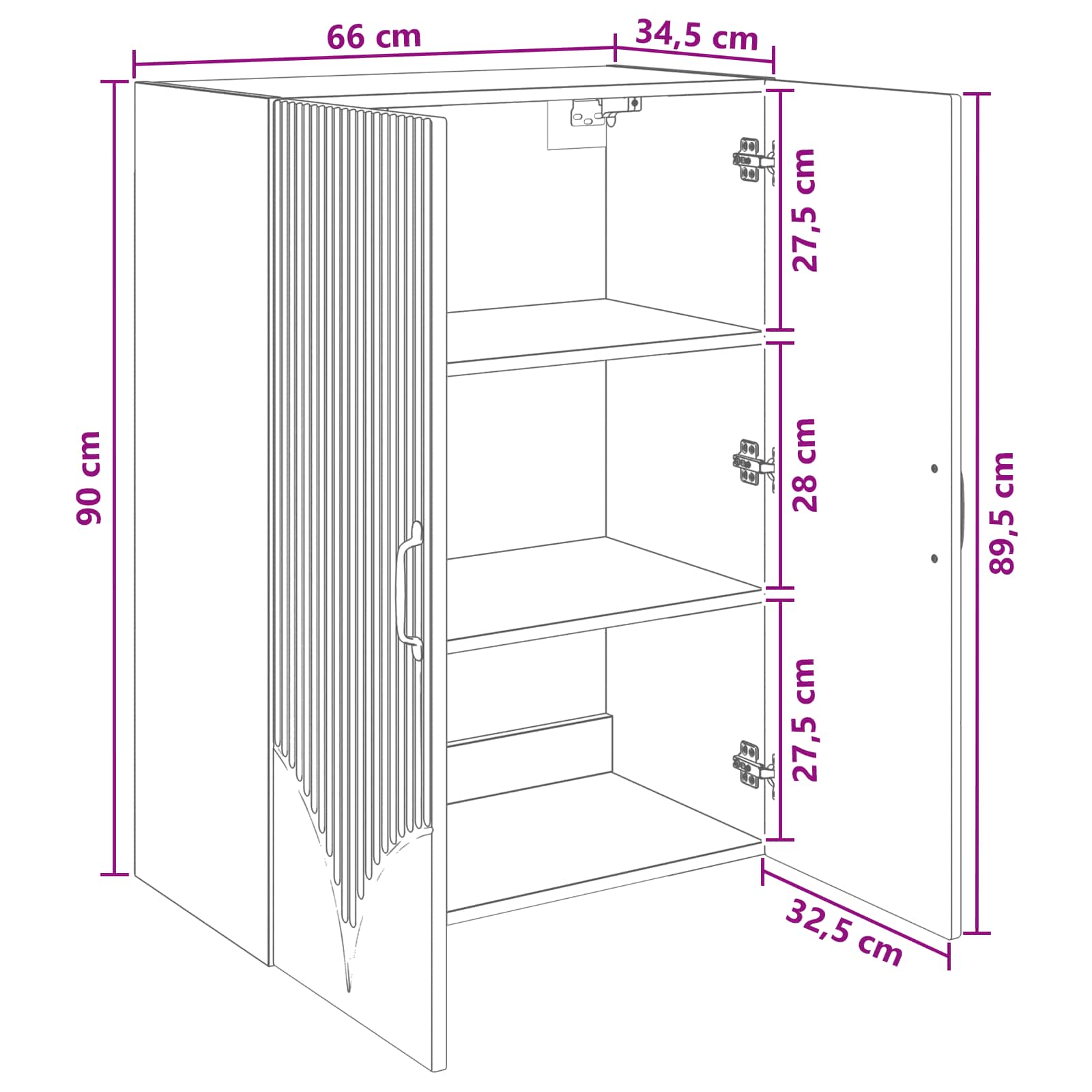 vidaXL Szafka ścienna 66 x 34,5 x 90 cm Drewno inżynieryjne dąb Sonoma