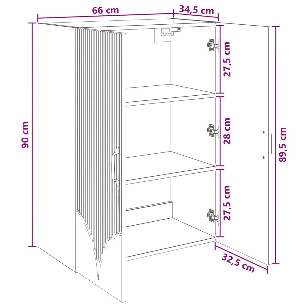 vidaXL Szafka ścienna 66 x 34,5 x 90 cm Drewno inżynieryjne